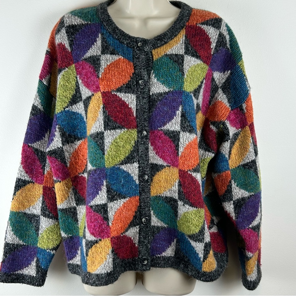 Vintage Philip & Jane Gordon Cardigan sz XL Cottagecore Granny Retro Colorful